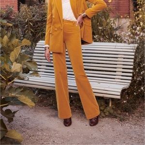 Sezane Velour Ferdinand Pant Yellow NWT